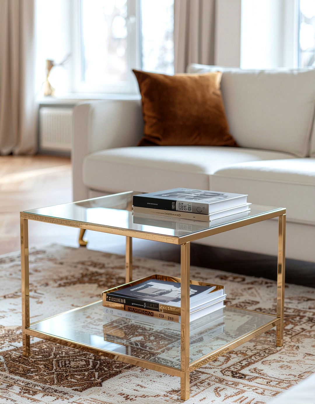 Gold coffee table - 30 gold accent living room ideas