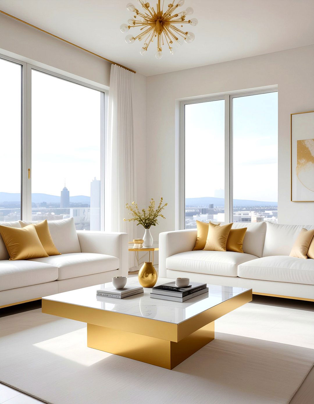 Gold coffee table - 30 metal accent living room ideas