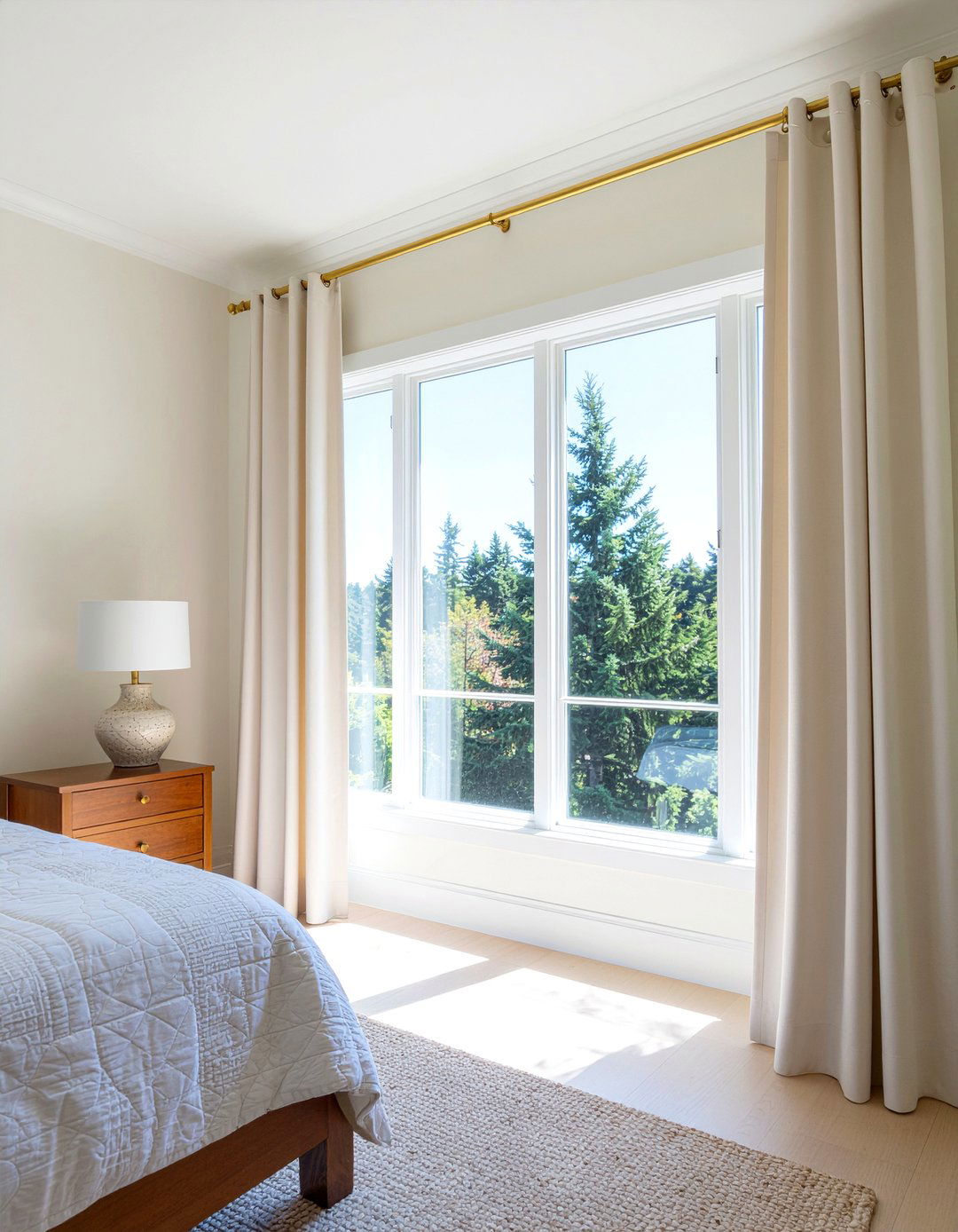 Gold curtain rods - 30 gold accent bedroom ideas