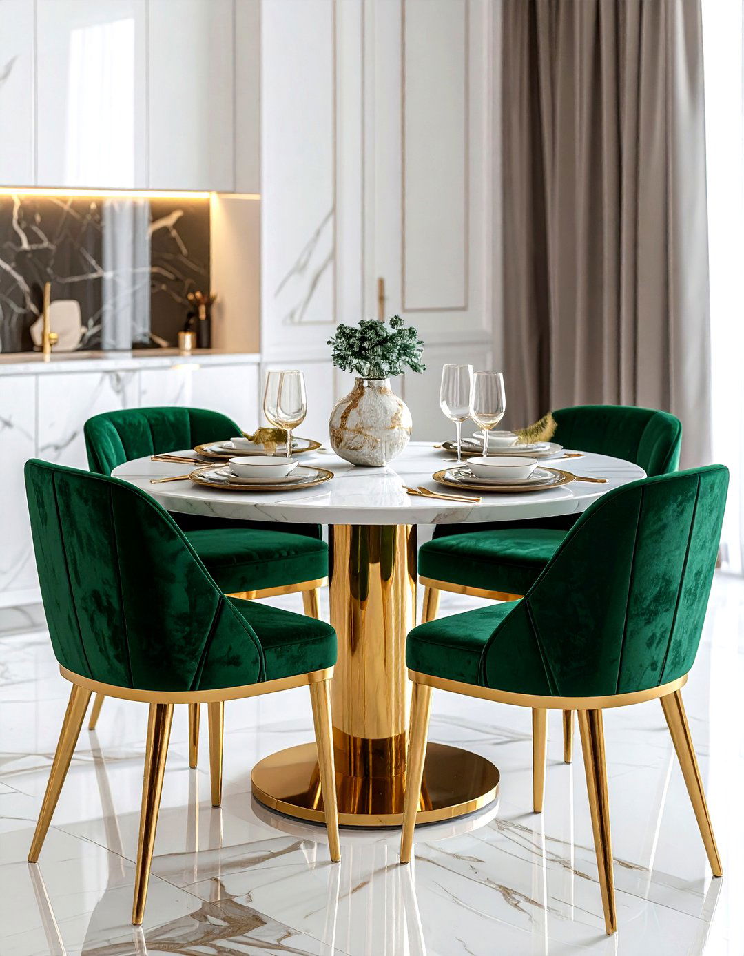 Gold dining chairs - 30 gold kitchen decor ideas