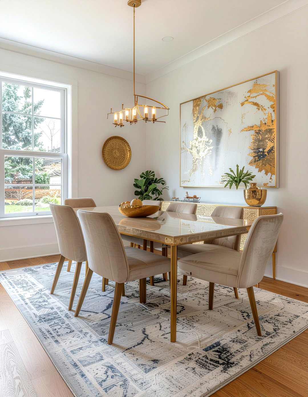 Gold dining room accents - 30 bright dining room ideas