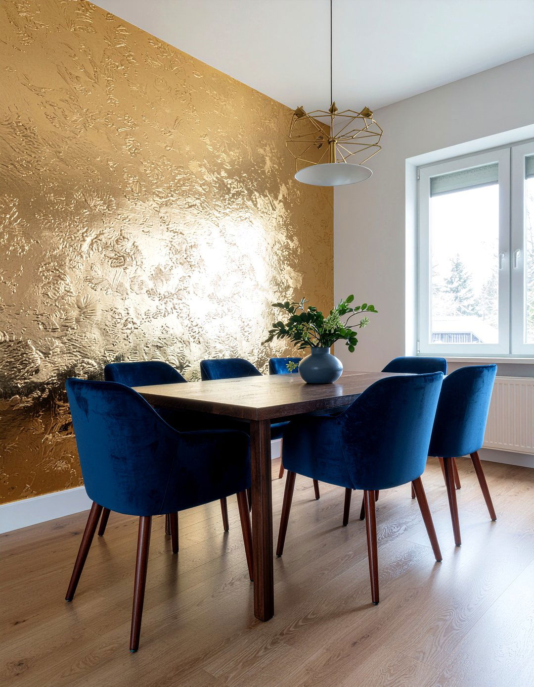 Gold dining room wallpaper - 30 dining room wallpaper accent ideas