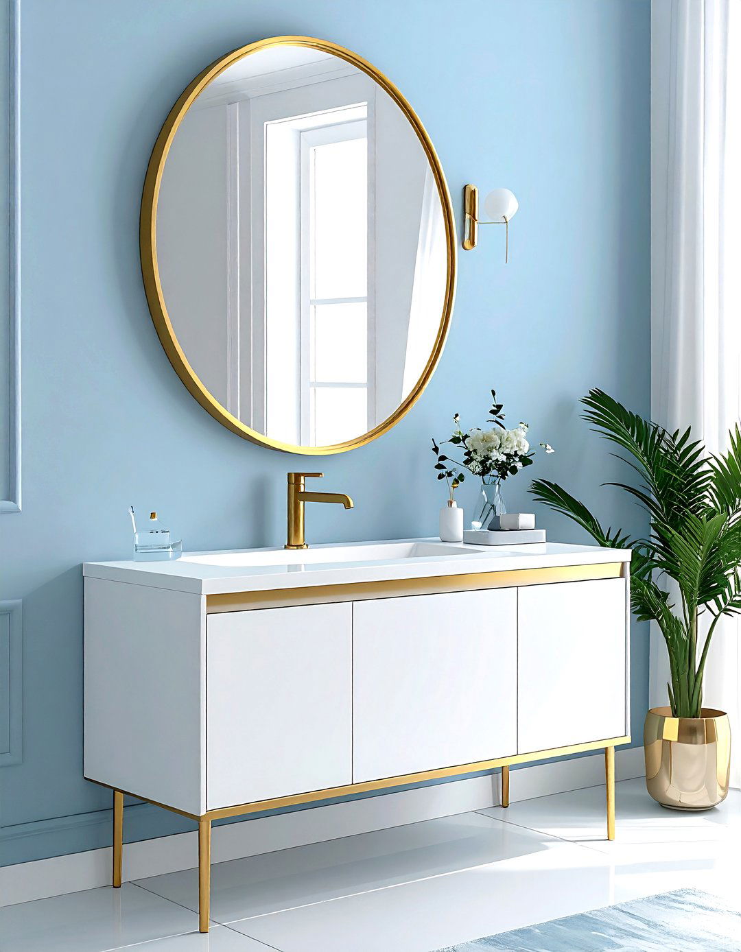 Gold edge mirror - 30 gold bathroom decor ideas