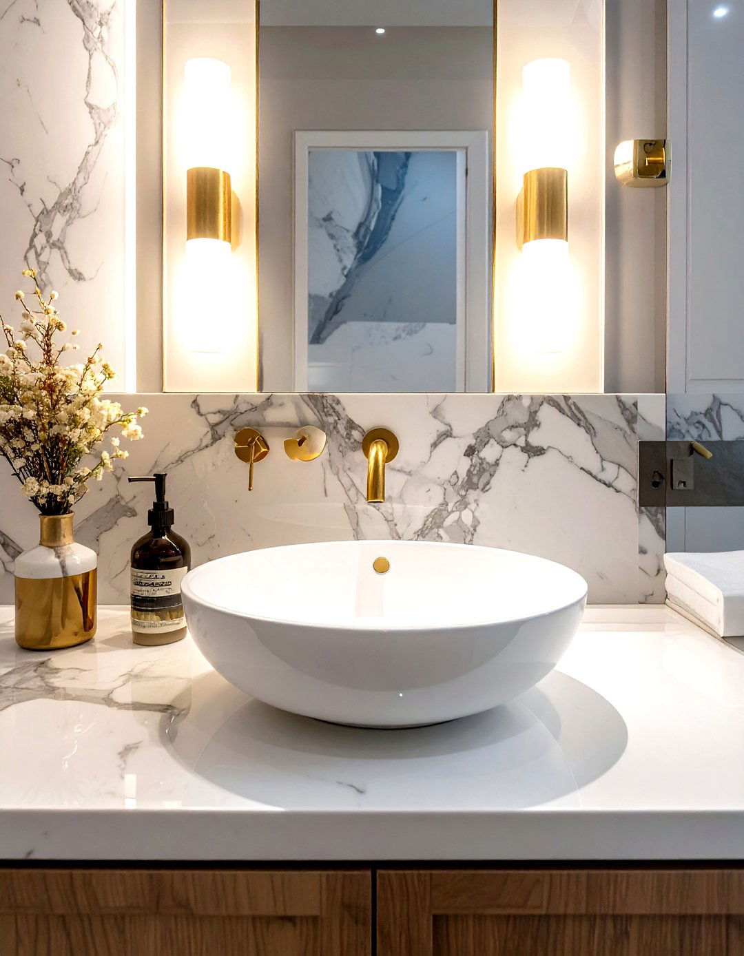 Gold faucet powder room - 30 small powder room ideas