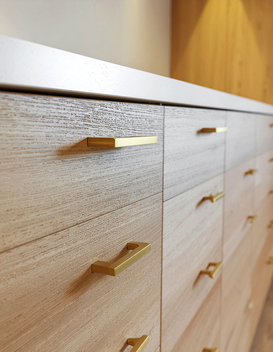 Gold finger pulls for cabinets - 30 gold kitchen hardware ideas