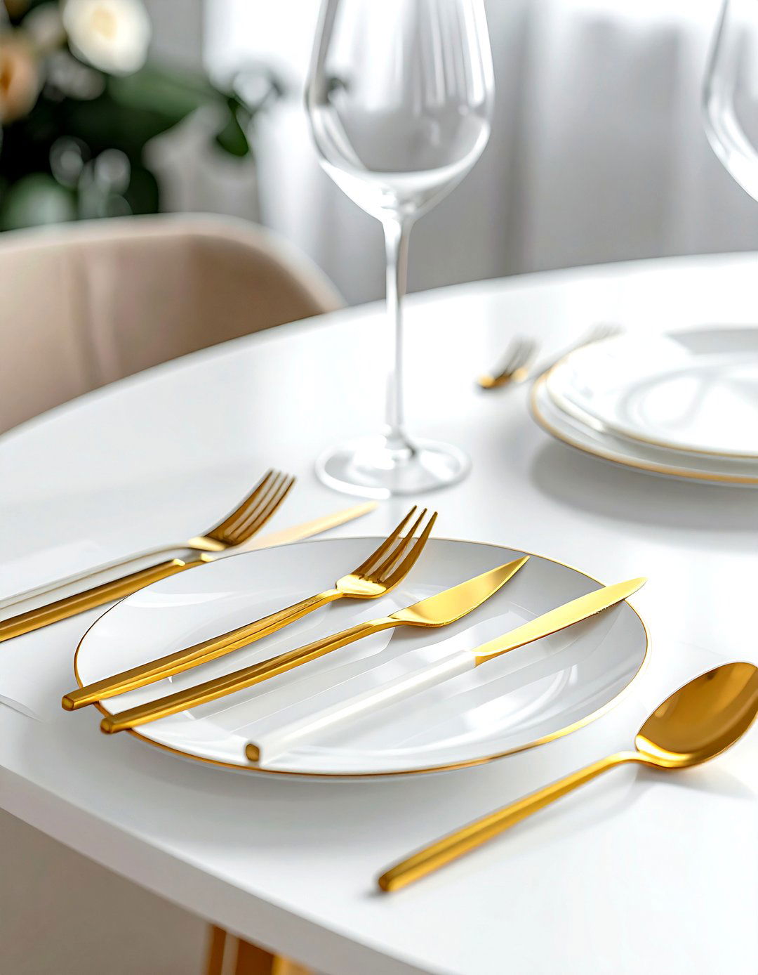 Gold flatware set - 30 gold dining room decor ideas
