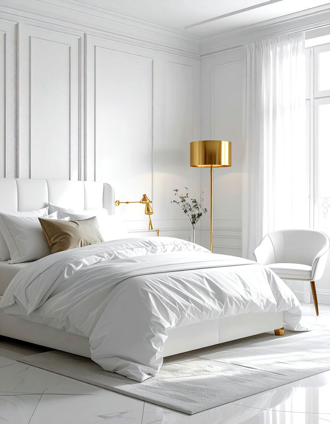 Gold floor lamp white bedroom - 30 gold and white bedroom ideas