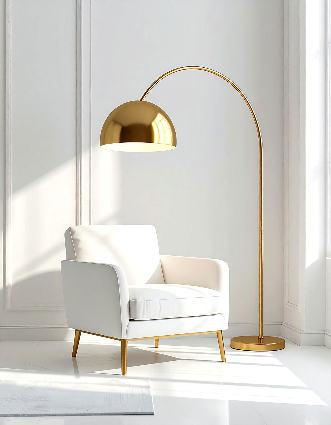 Gold floor lamp white living room - 30 gold and white living room ideas