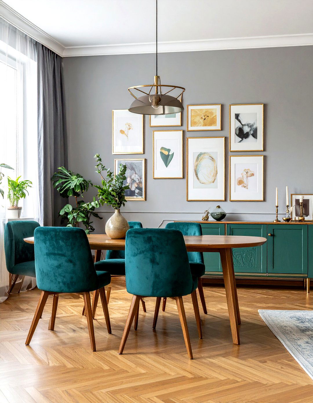 Gold frame gallery wall - 30 updated traditional dining room ideas