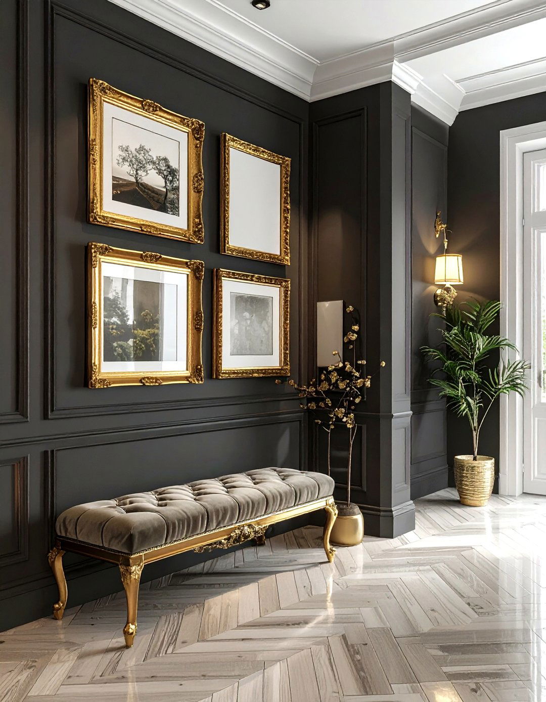 Gold frame gallery - 30 hallway wall decor ideas