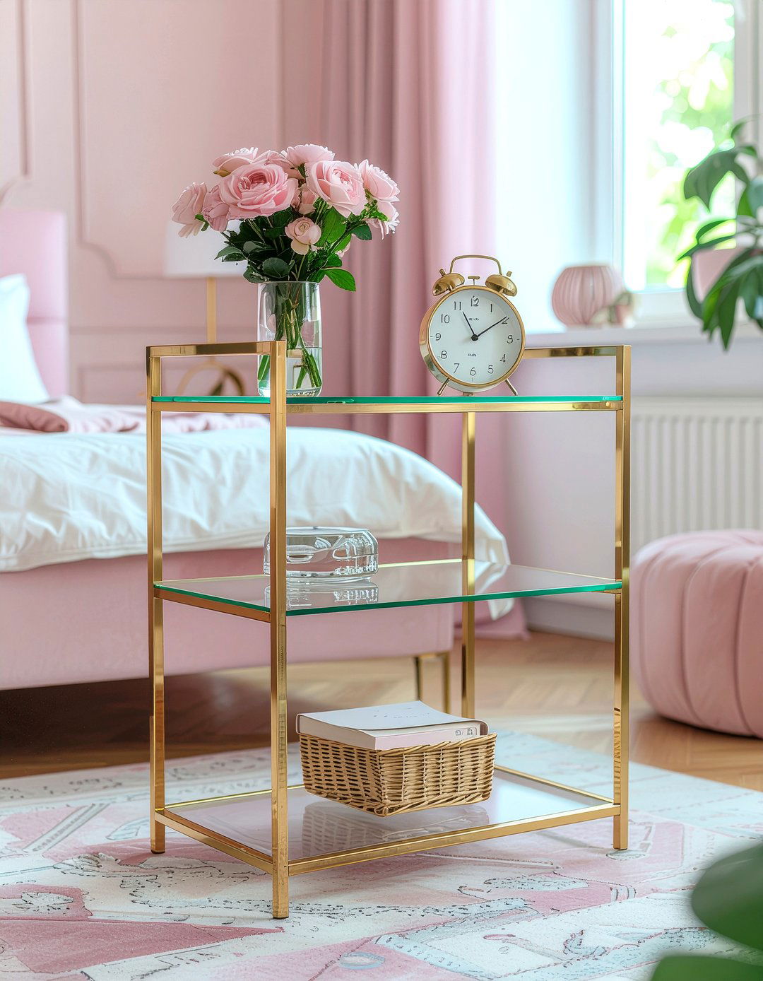Gold frame glass nightstand - 30 bedroom narrow nightstands