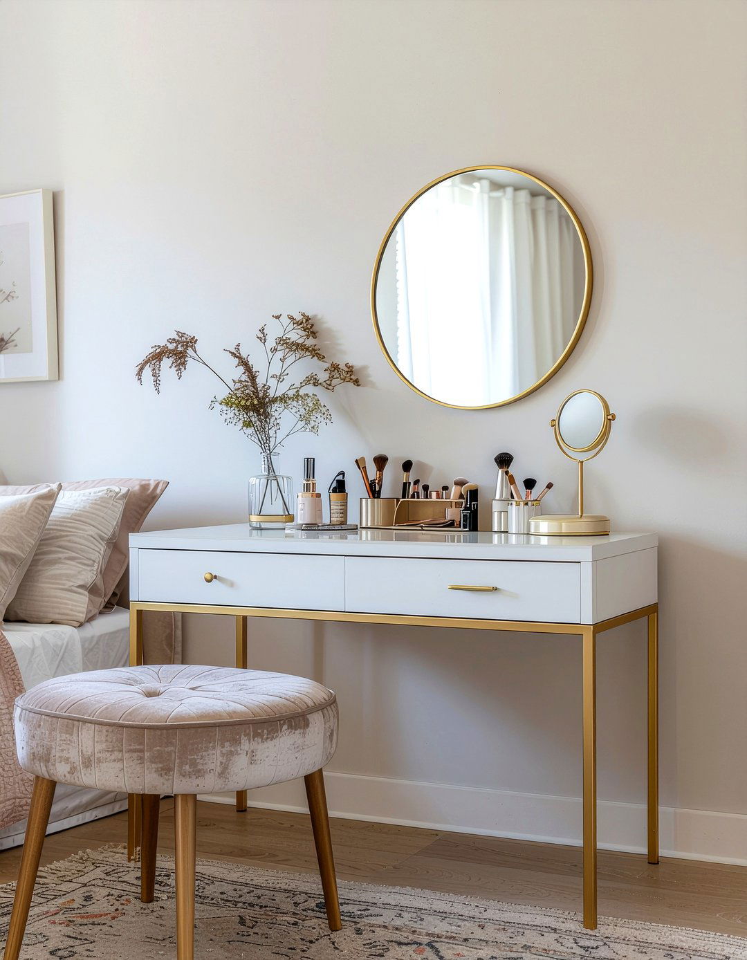 Gold frame makeup vanity - 30 bedroom makeup vanities