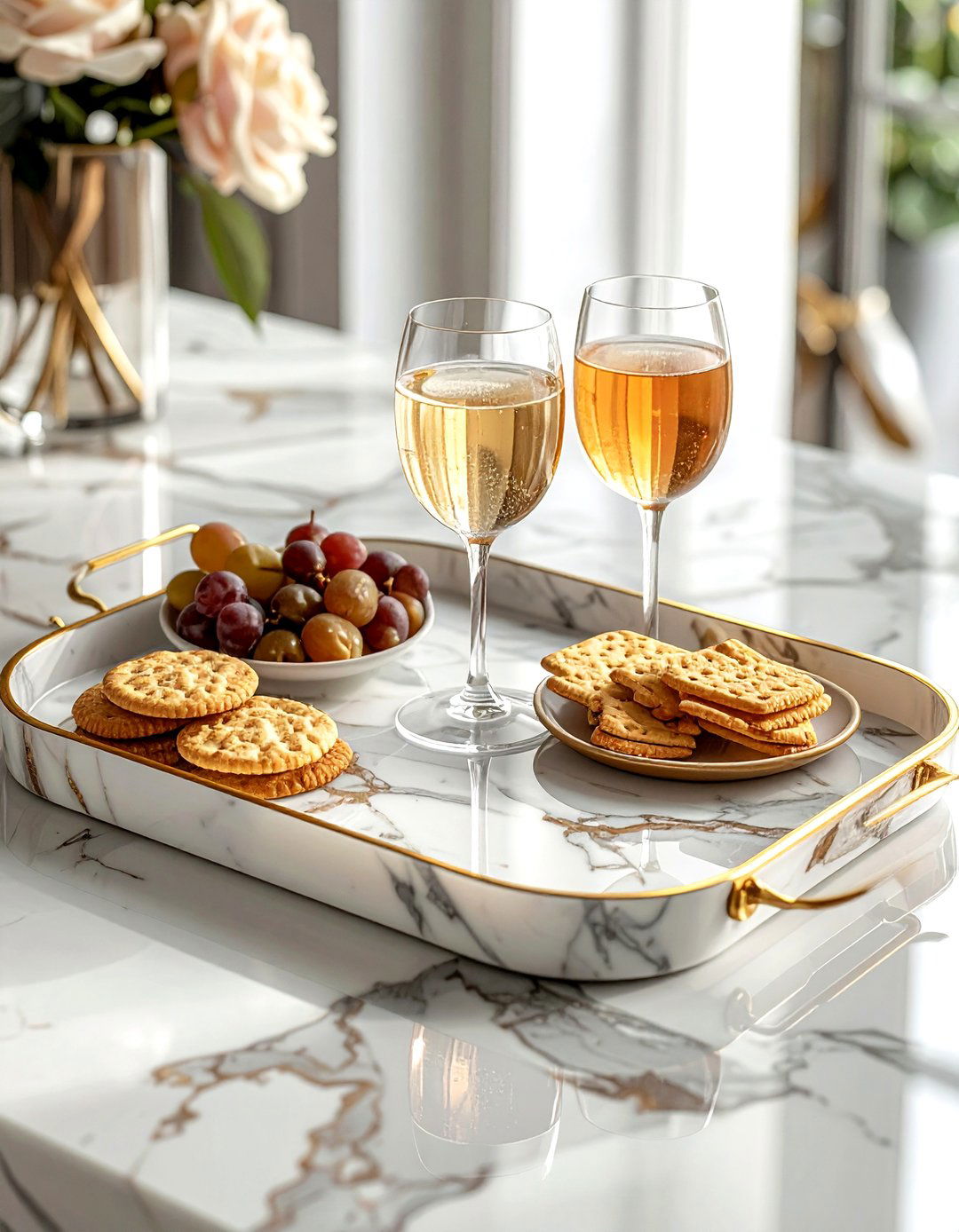 Gold handle marble tray - 30 marble tray ideas