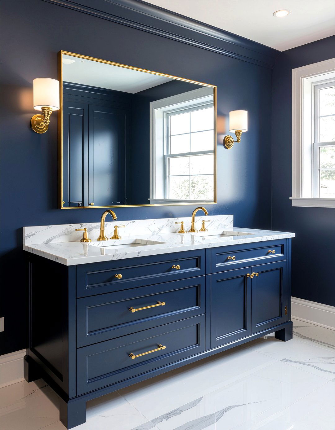 Gold hardware bathroom vanity - 30 bathroom built-in vanity ideas