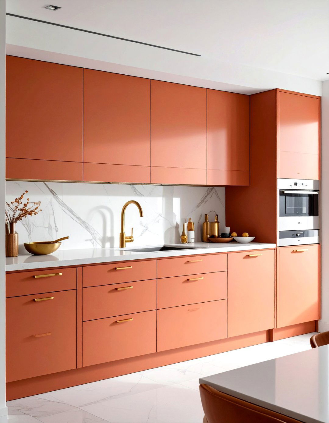 Gold hardware terracotta kitchen - 30 terracotta kitchen ideas