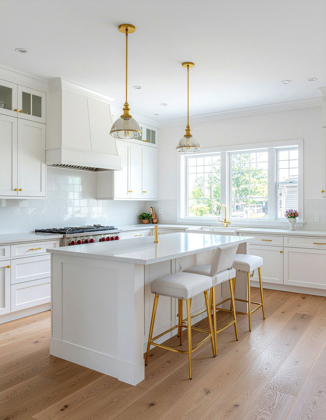 Gold island legs - 30 gold accent kitchen ideas