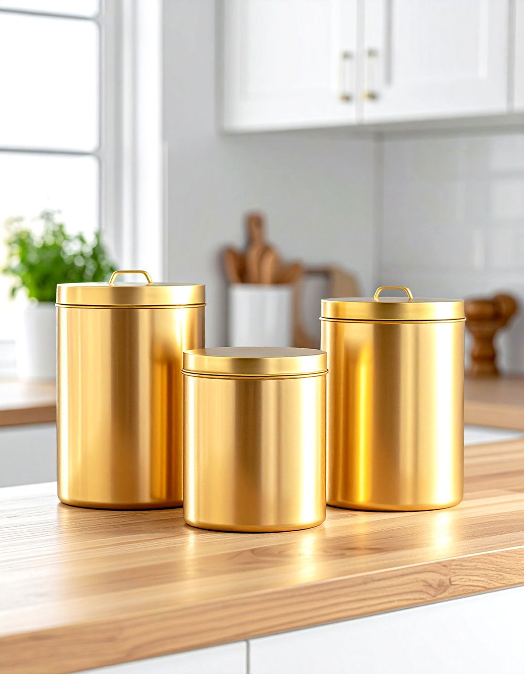Gold kitchen canisters - 30 gold kitchen decor ideas