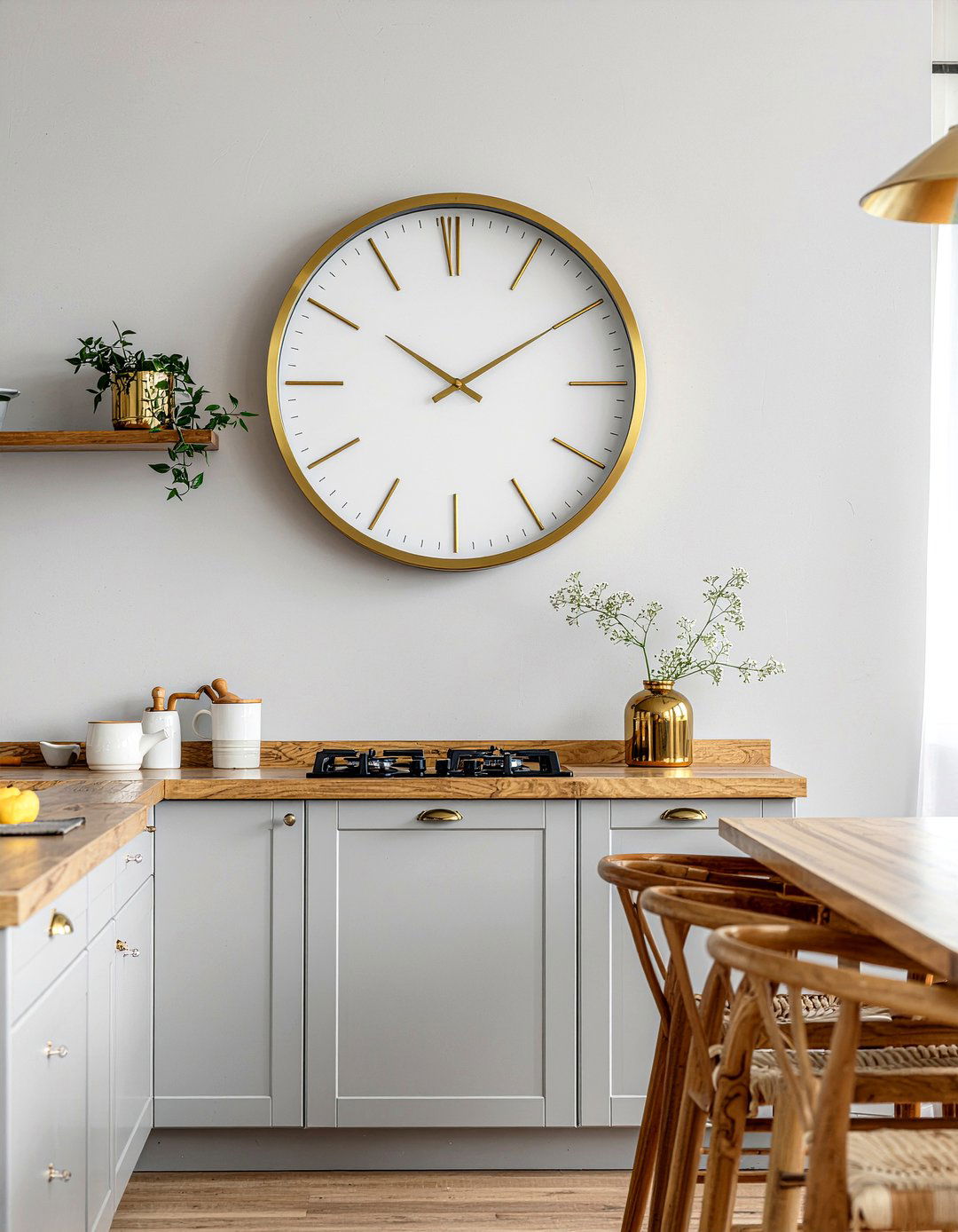 Gold kitchen clock - 30 gold kitchen ideas