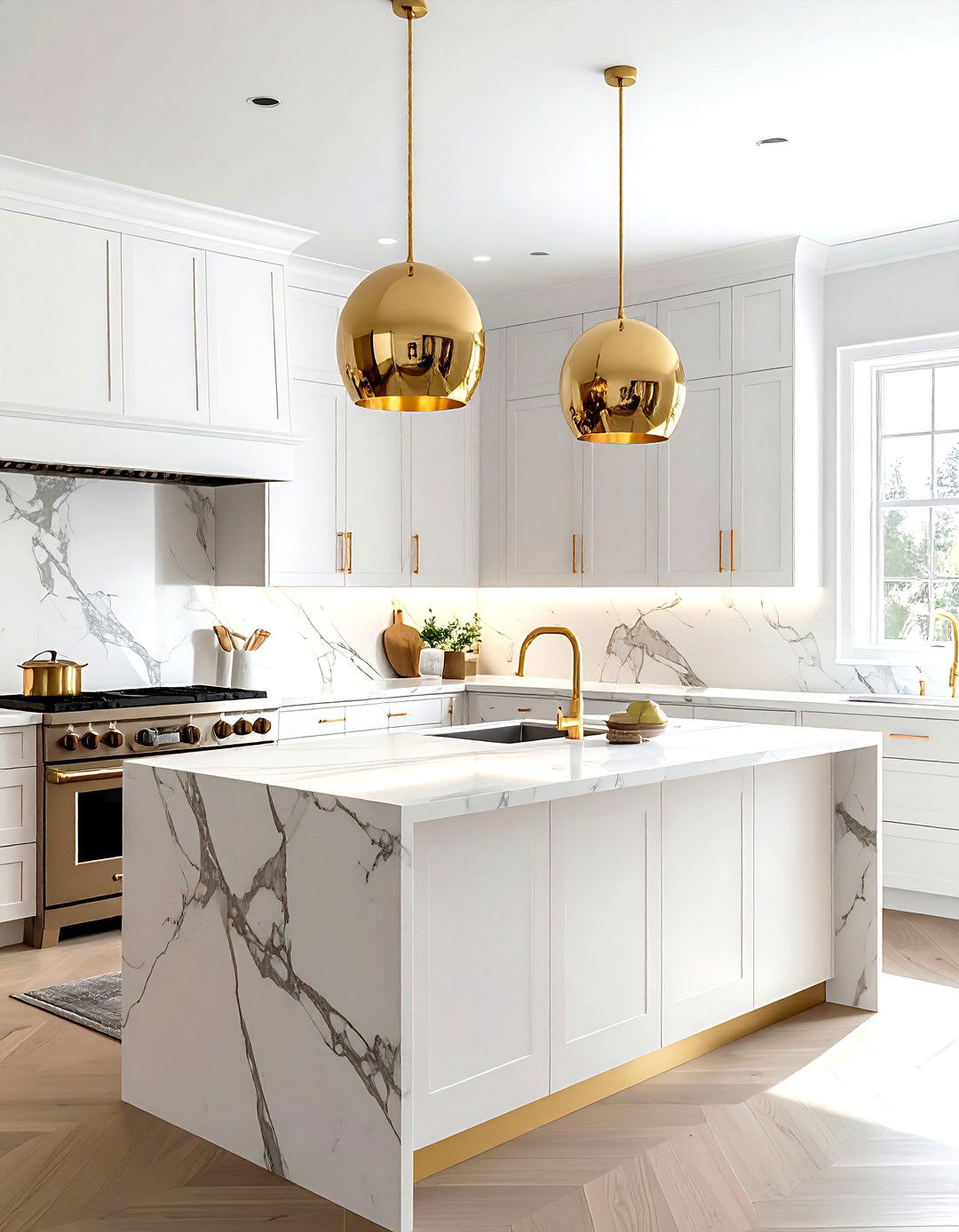 Gold kitchen island light - 30 kitchen lamp ideas
