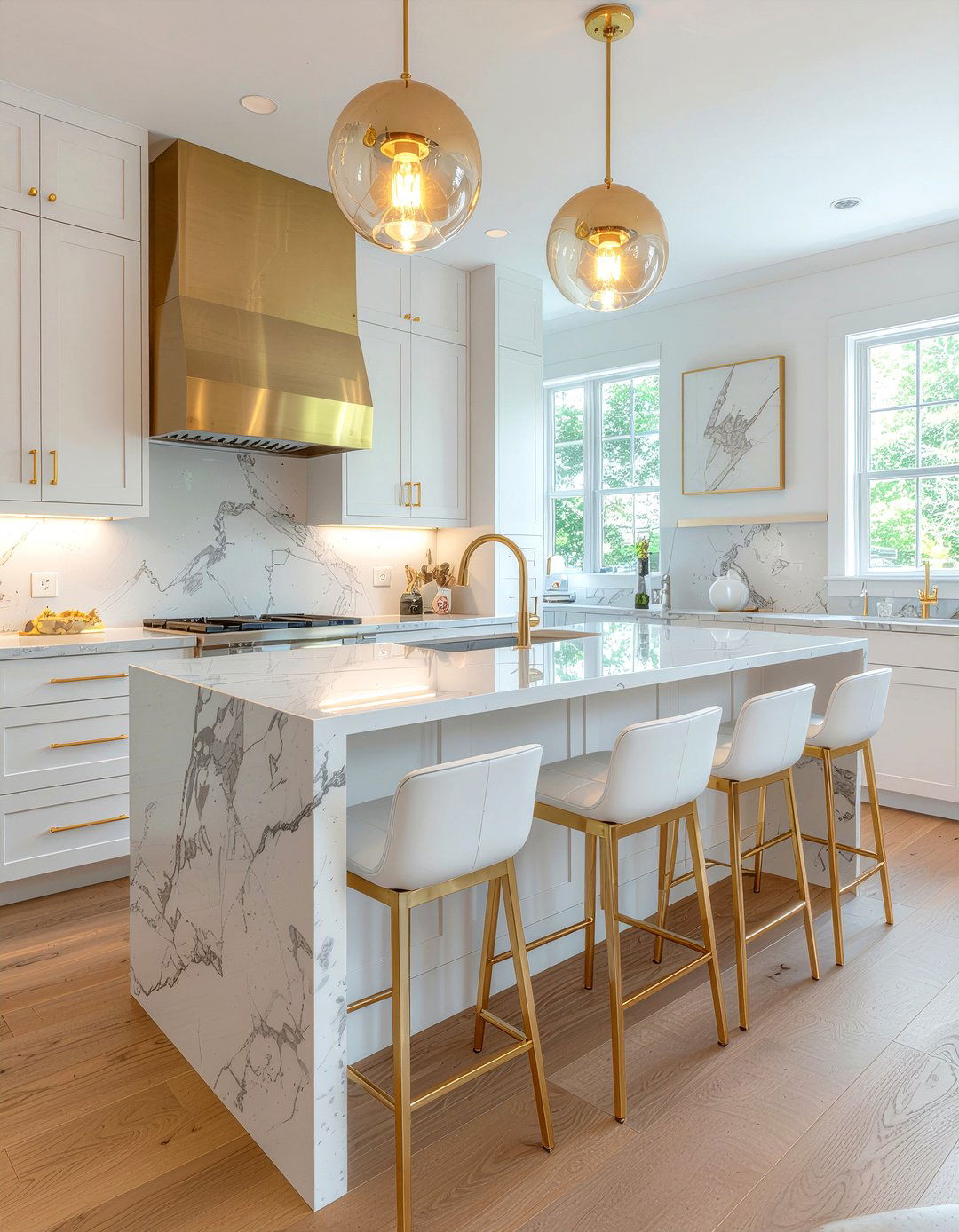 Gold kitchen island stools - 30 gold accent kitchen ideas
