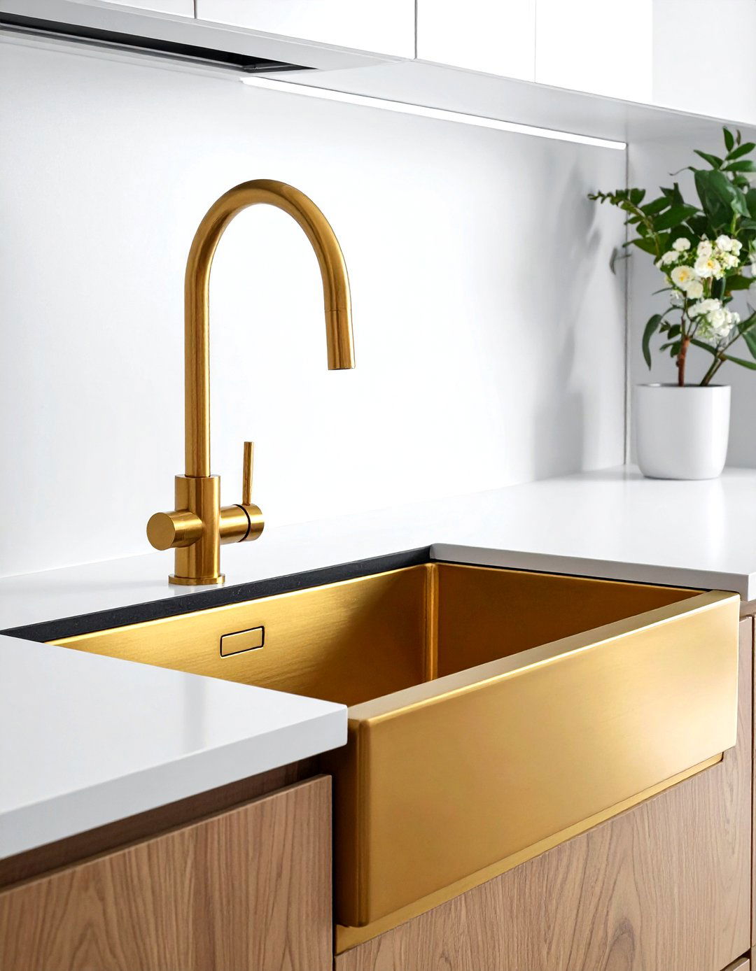 Gold kitchen sink - 30 gold kitchen decor ideas