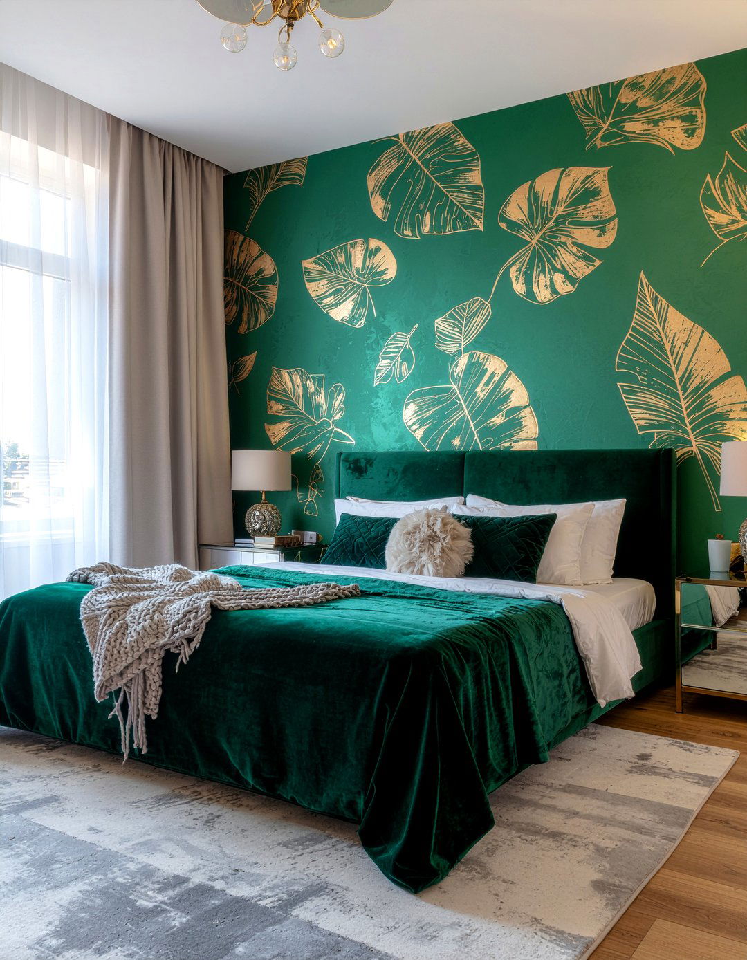 Gold leaf botanical wallpaper - 30 bedroom botanical wallpapers