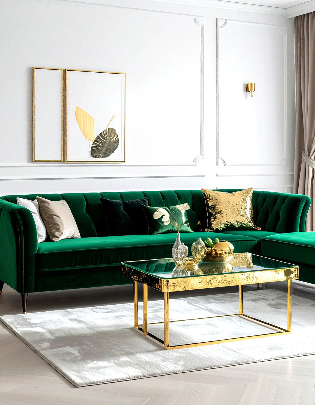 Gold leaf console table - 30 living room sofa table ideas