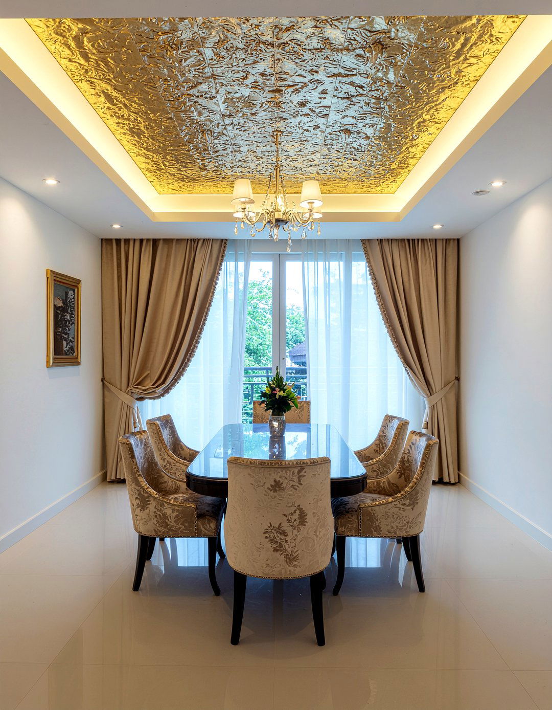 Gold leaf dining room - 30 Chinese dining room ideas