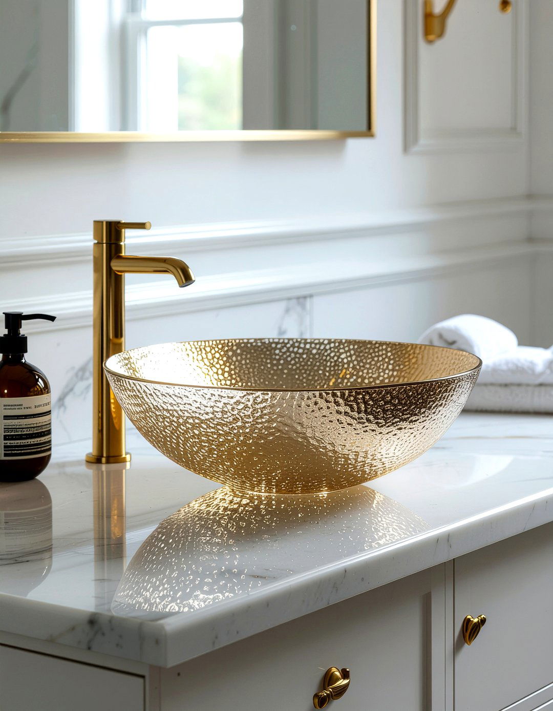 Gold leaf glass sink - 30 glass sink ideas