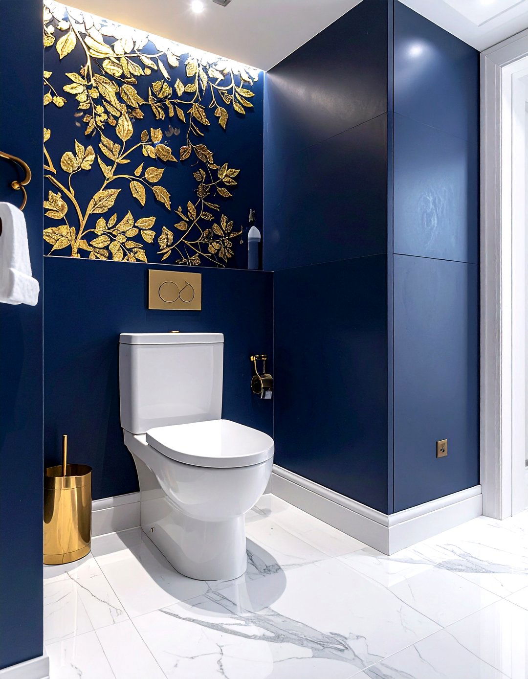 Gold leaf wall accents - 30 water closet ideas