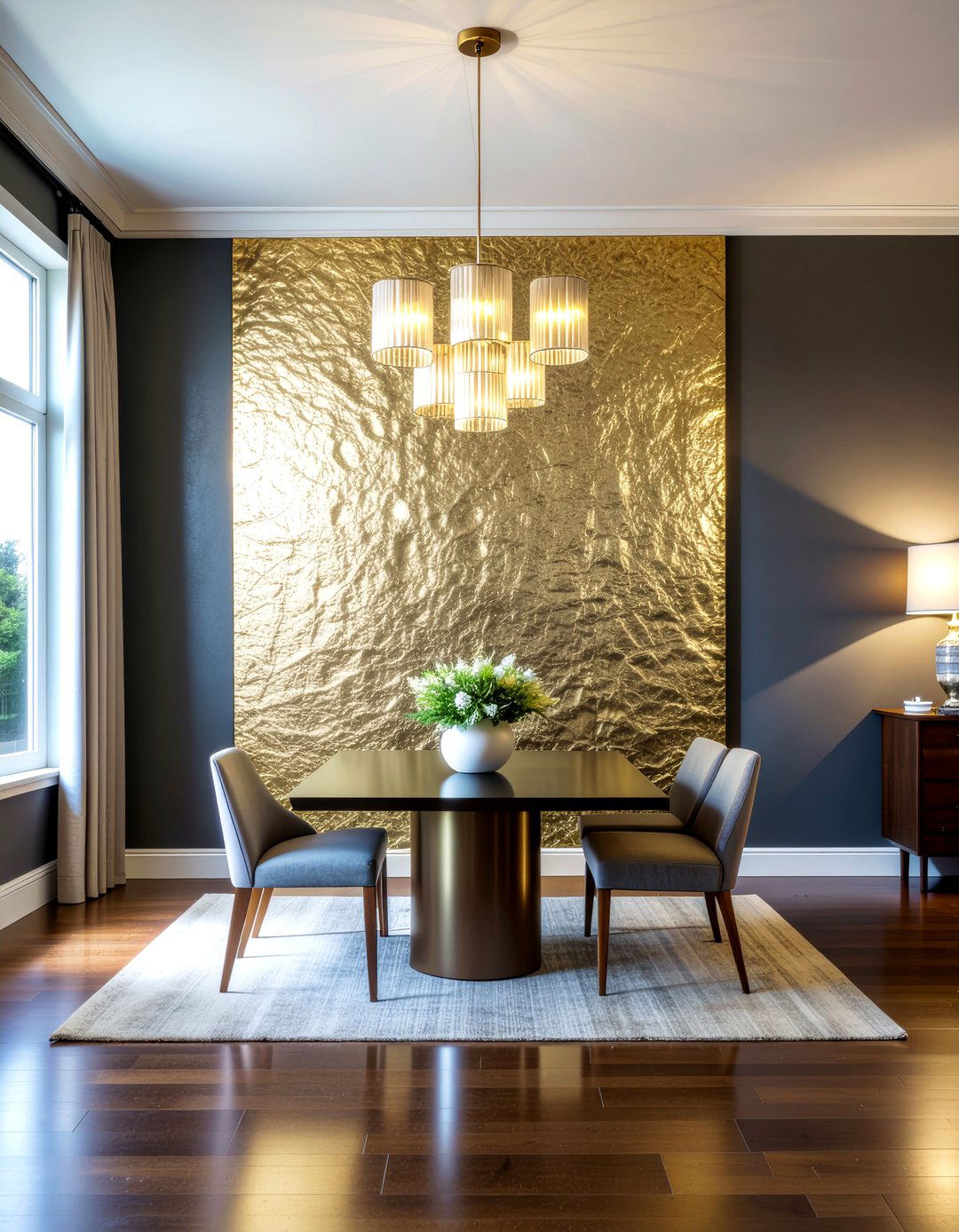 Gold leaf wall decor - 30 rich dining room ideas