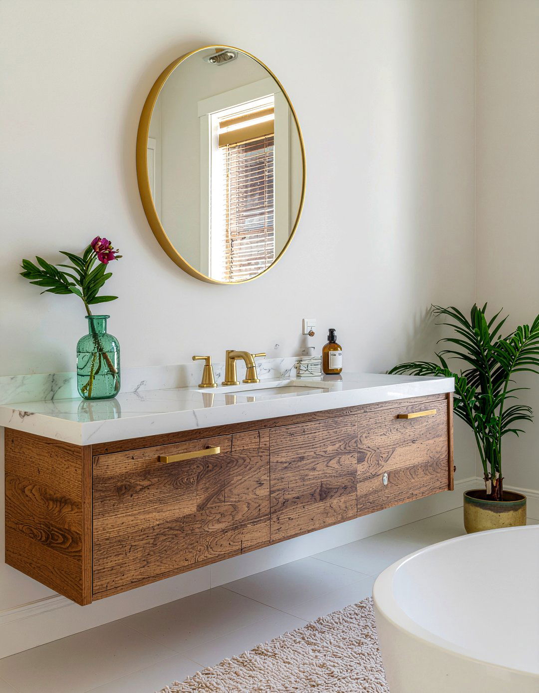 Gold led vanity light - 30 bathroom LED lighting ideas