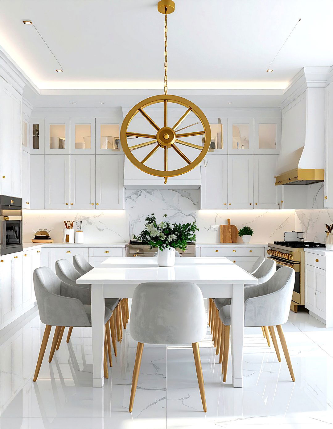 Gold light fixtures kitchen - 30 gold and white kitchen ideas