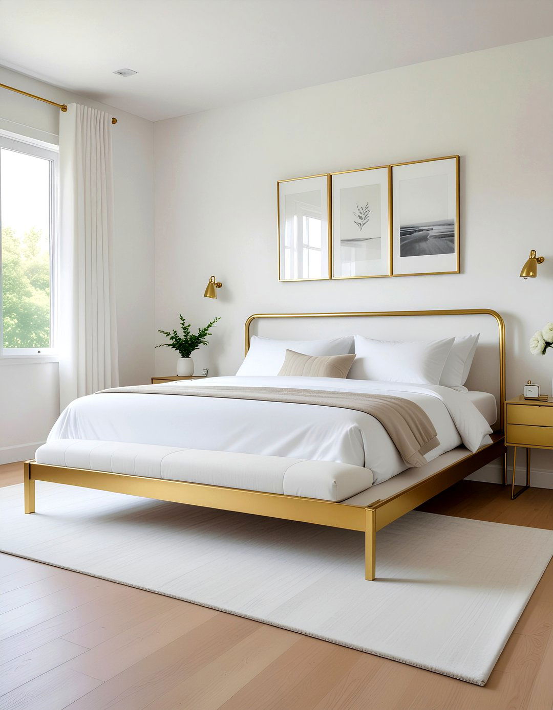 Gold metal bed frame - 30 gold accent bedroom ideas