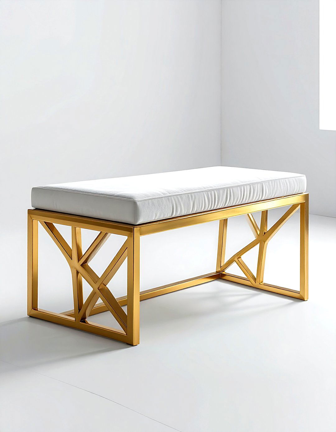 Gold metal bench - 30 living room bench seat ideas