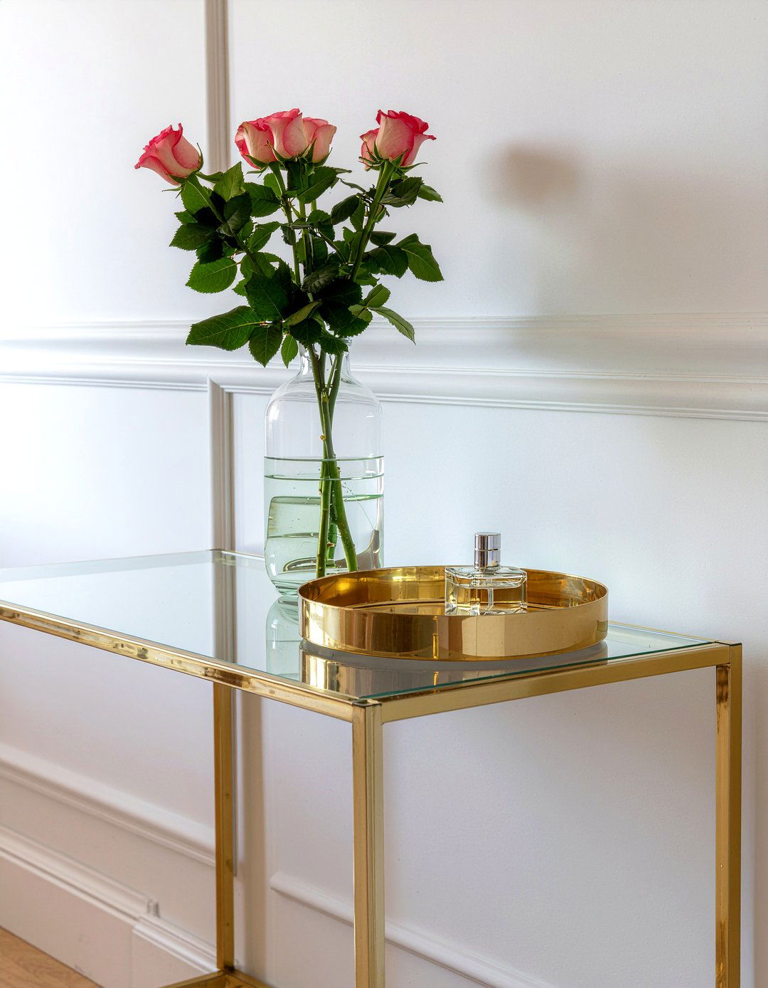 Gold metal console - 30 living room entry table ideas