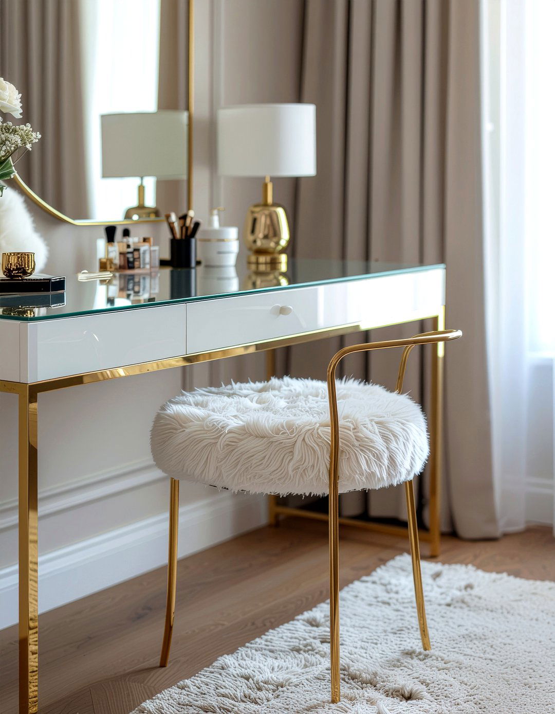 Gold metal vanity chair - 30 bedroom stools