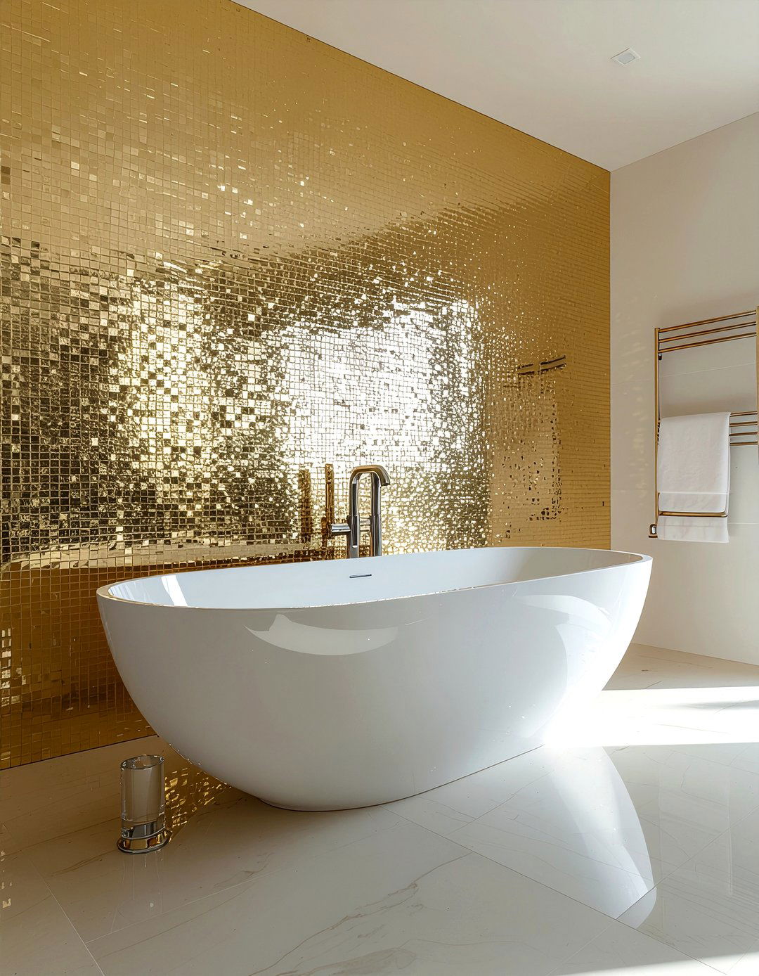 Gold metallic bathroom wall - 30 bathroom feature wall ideas