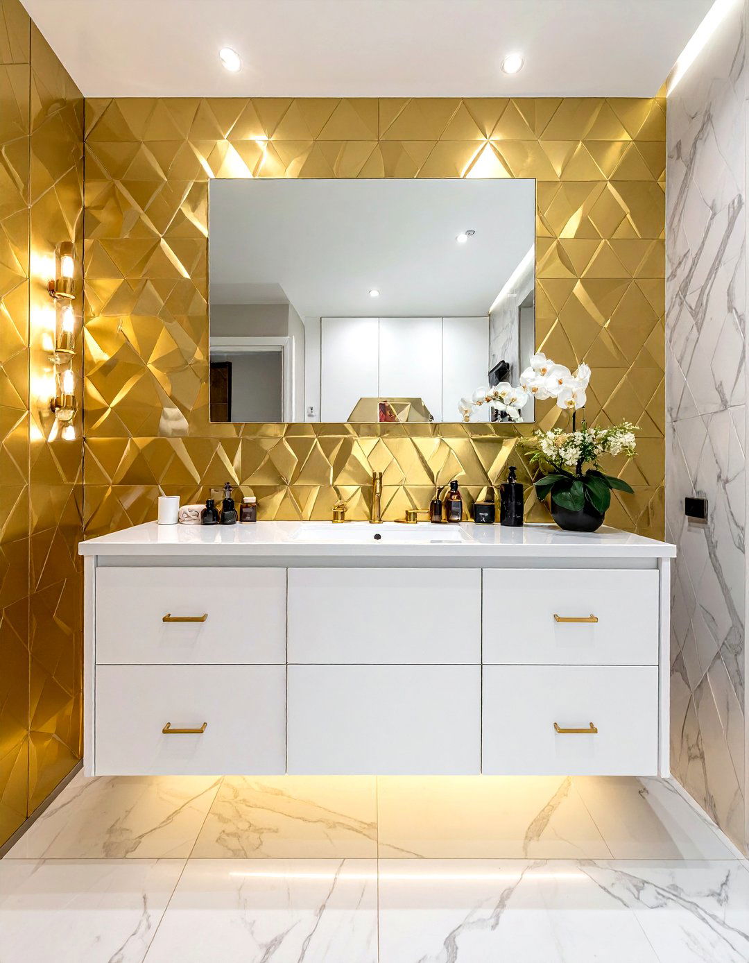 Gold metallic bathroom wallpaper - 30 bathroom wallpaper ideas
