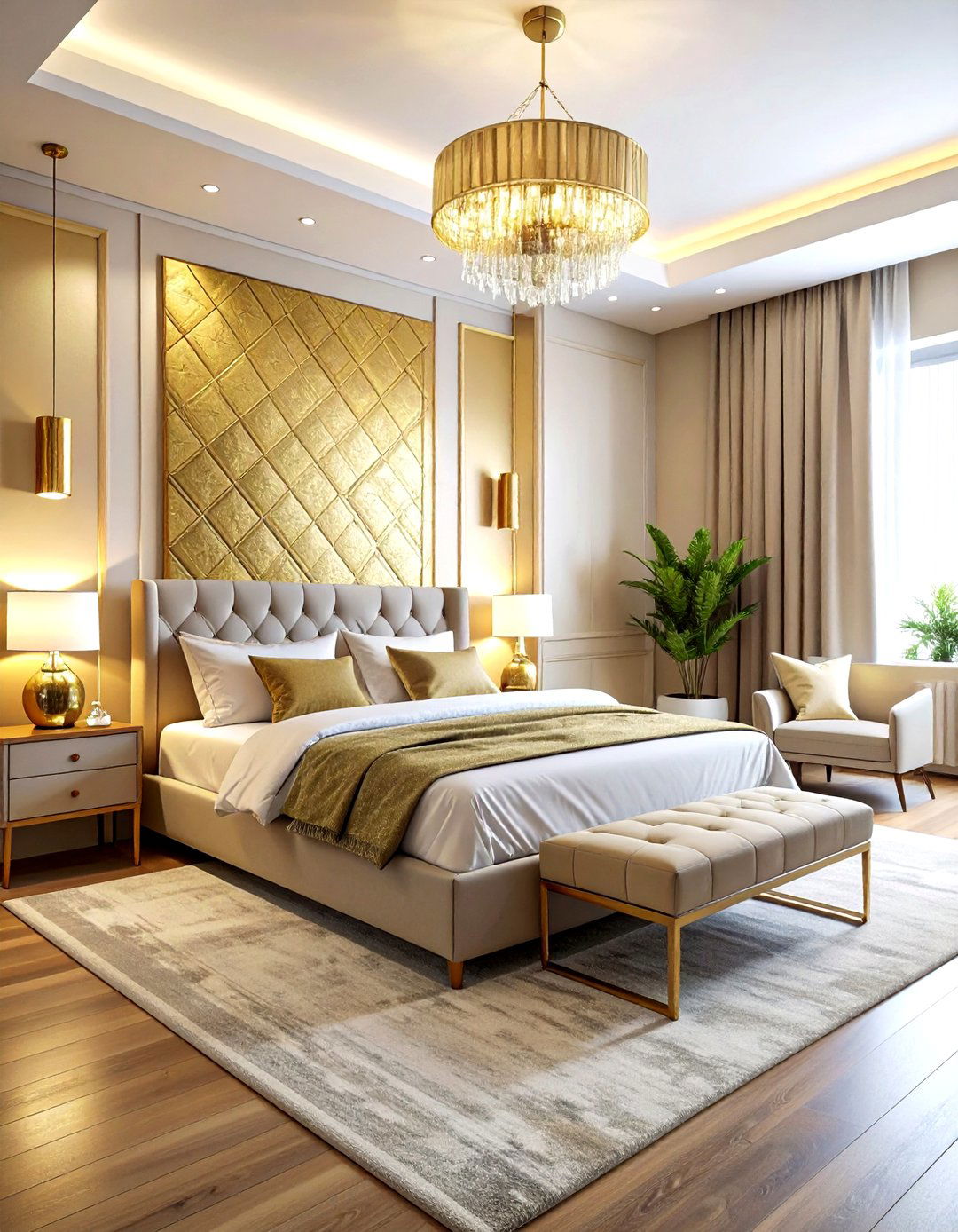 Gold metallic wallpaper bedroom - 30 gold bedroom ideas