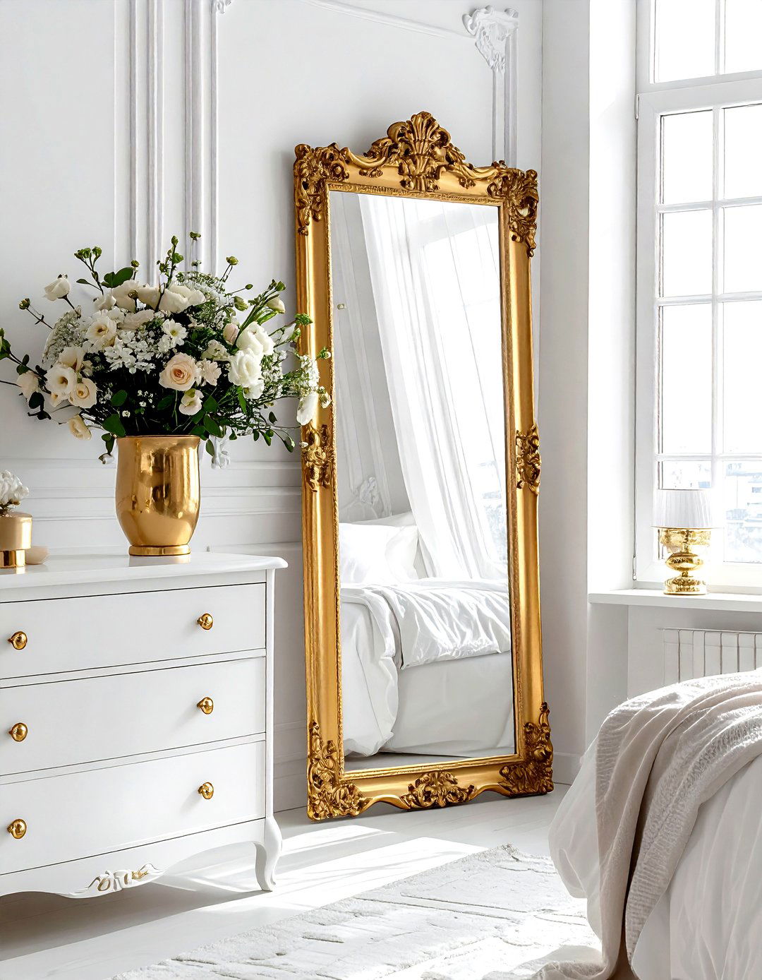 Gold mirror bedroom - 30 gold bedroom decor ideas