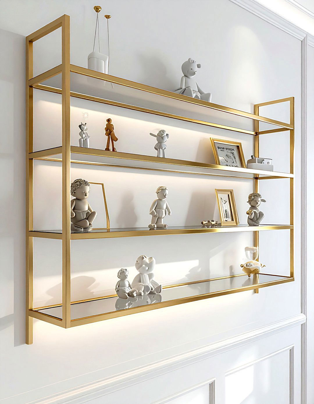 Gold nursery wall shelves - 30 nursery shelf ideas
