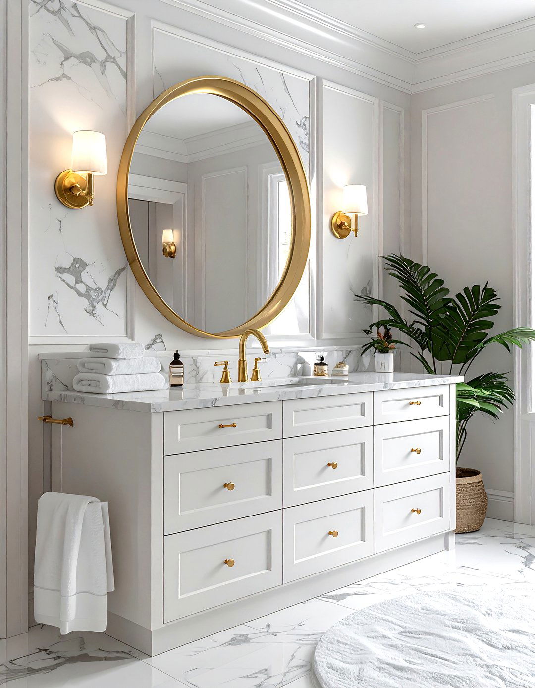 Gold oval vanity mirror - 30 oval bathroom mirror ideas
