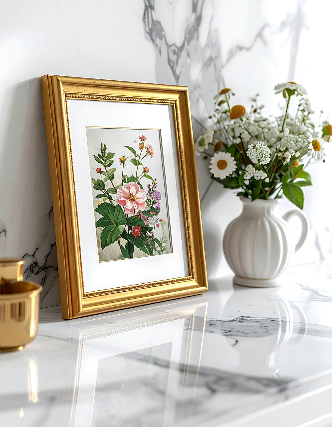 Gold picture frame - 30 Parisian bathroom ideas