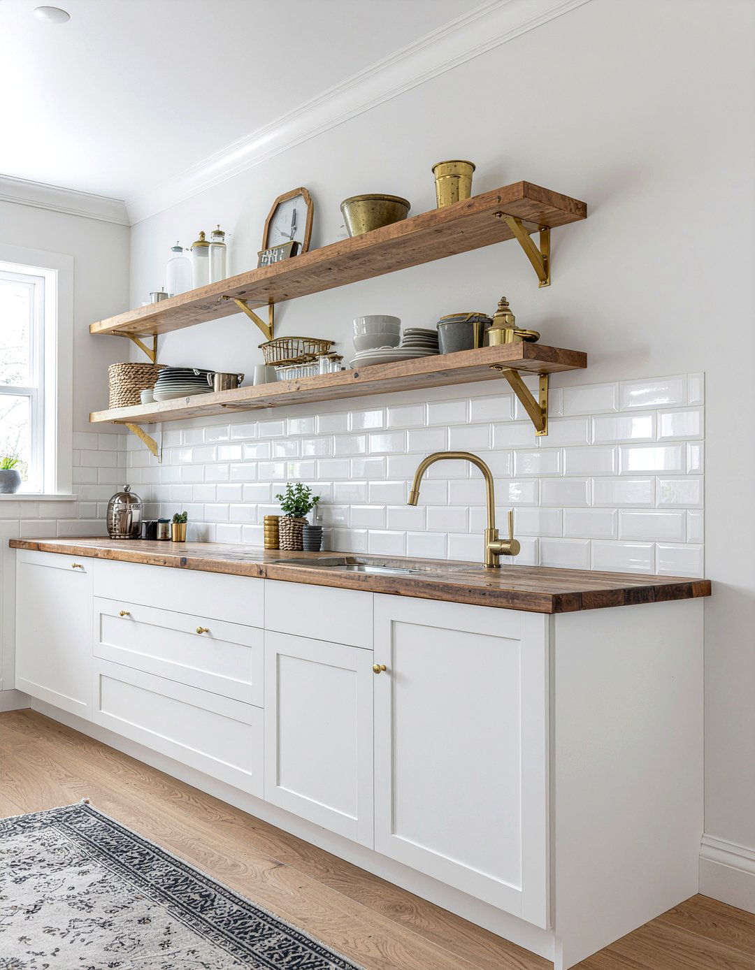 Gold shelf brackets - 30 gold accent kitchen ideas