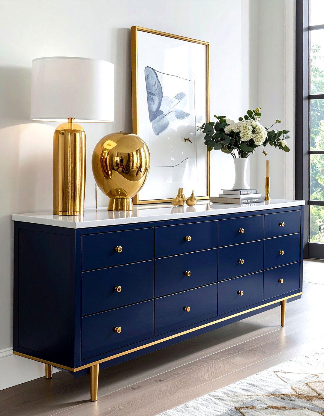 Gold sideboard hardware - 30 gold dining room decor ideas