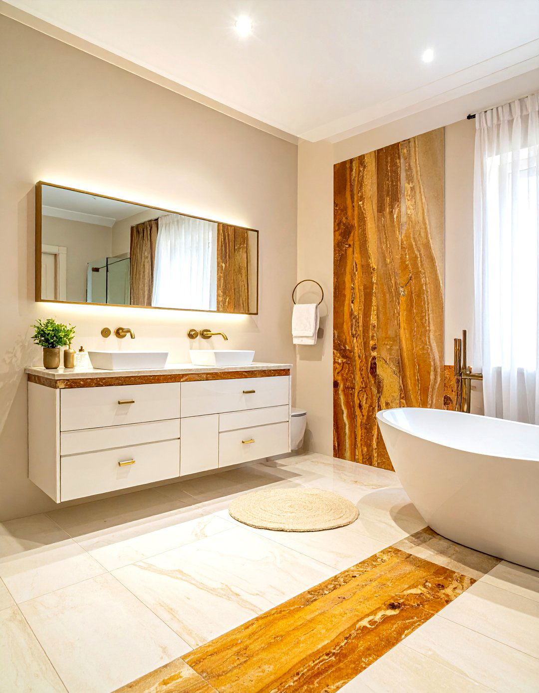 Gold travertine bathroom accents - 30 travertine tile bathroom ideas