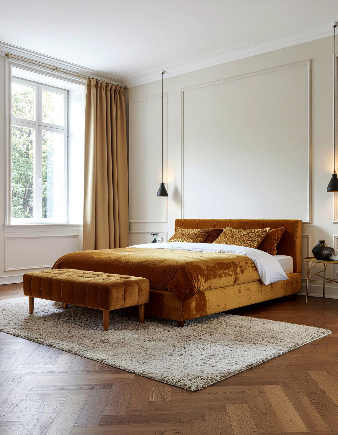 Gold velvet bedding - 30 bedroom velvet bedding ideas