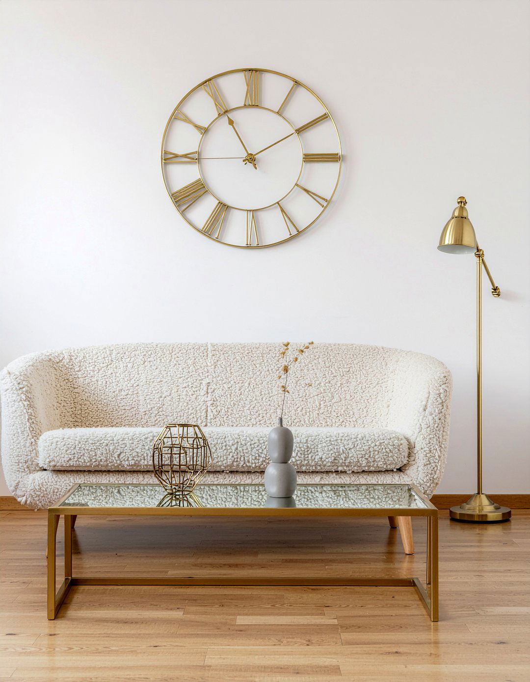 Gold wall clock - 30 living room clock ideas