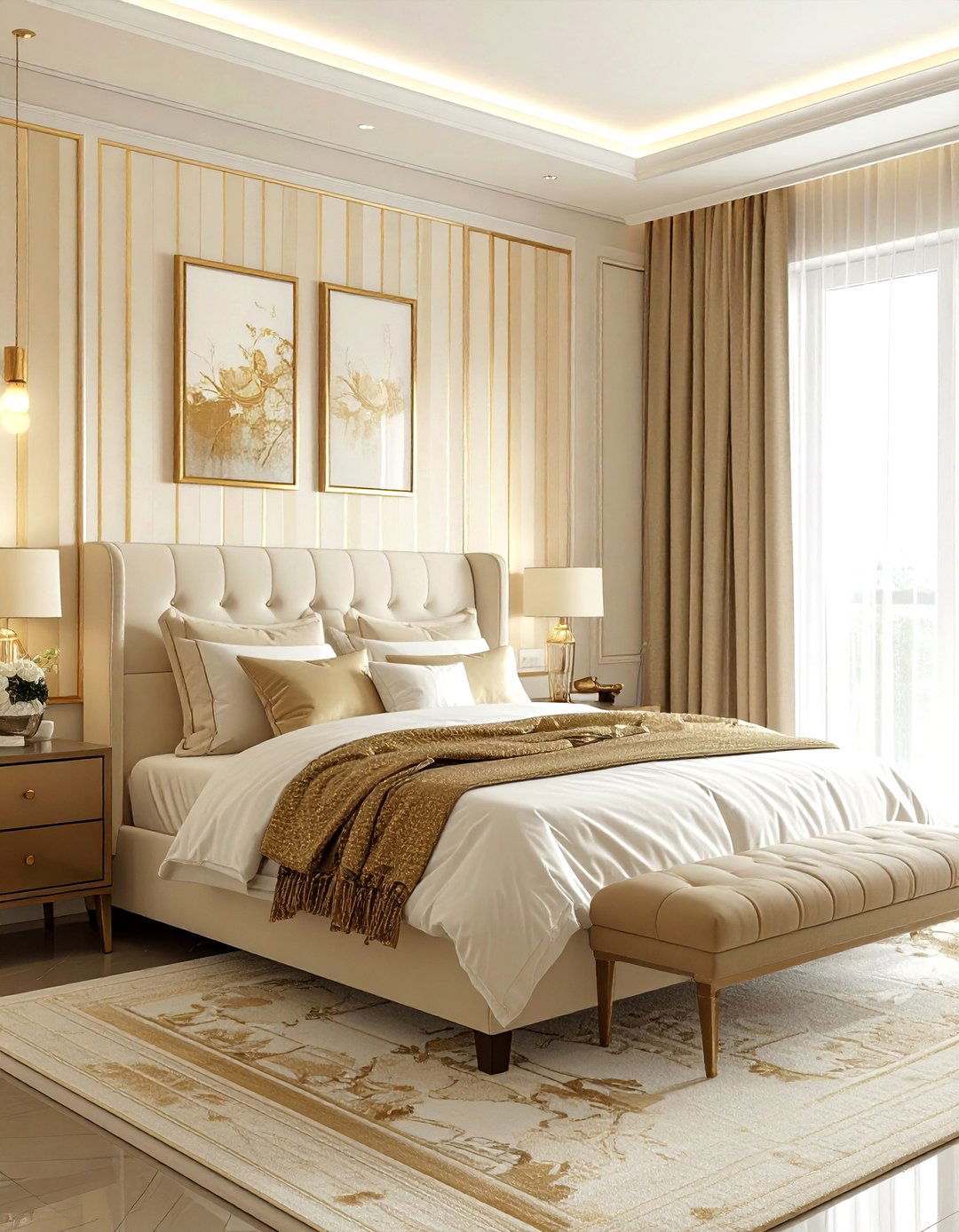 Gold wallpaper bedroom - 30 gold bedroom decor ideas